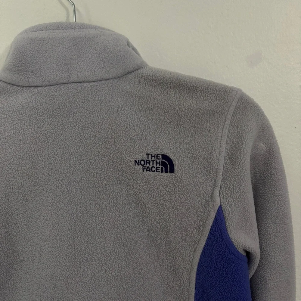 The‎ North Face Womens Full Zip Fleece Jacket Grey Purple Mock Neck NJ983488